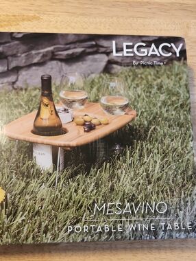 Legacy Mesavino Portable Wine Table - Bamboo Tone